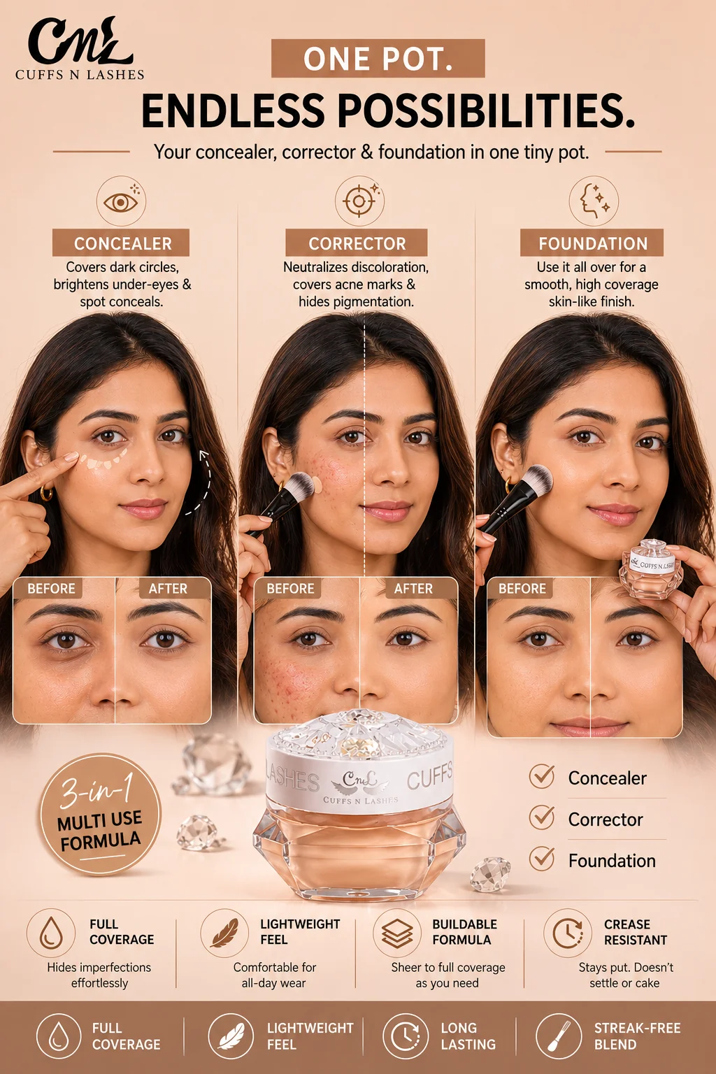 CUFFS N LASHES Coverpot + F016 Flawless Base Duo | Pick your shade - Image 4