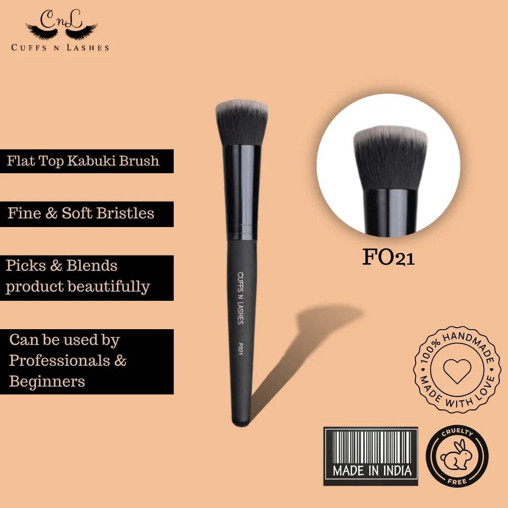 Cuffs N Lashes Makeup Brushes, F021 - Flat Top Kabuki Brush - Image 5